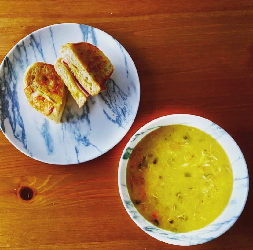 Colm’s Slow Cooker Chicken & Vegetable Soup with a Cheesy Ham Toastie
